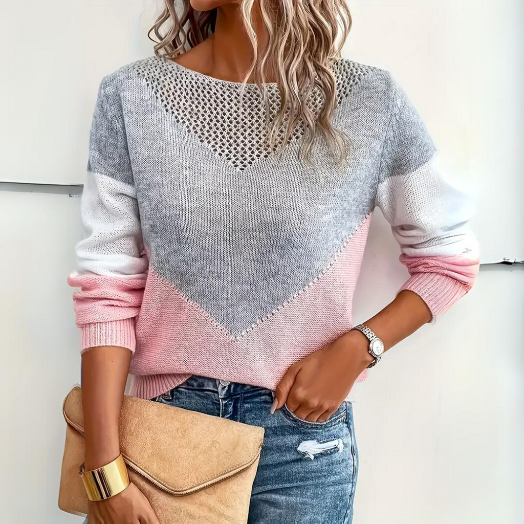 Women’s Open-Knit Crew-Neck Sweater