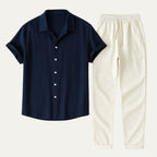 Men’s Short-Sleeve Button-Up Pant Set