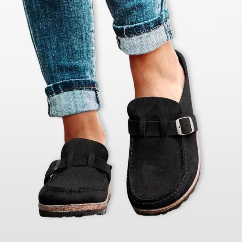 Women Buckle Loafer Mules