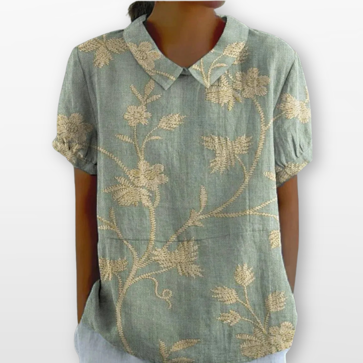 Women Floral Collar Blouse Casual Top