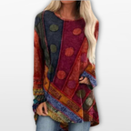 Women Boho Tunic Top Artistic Print