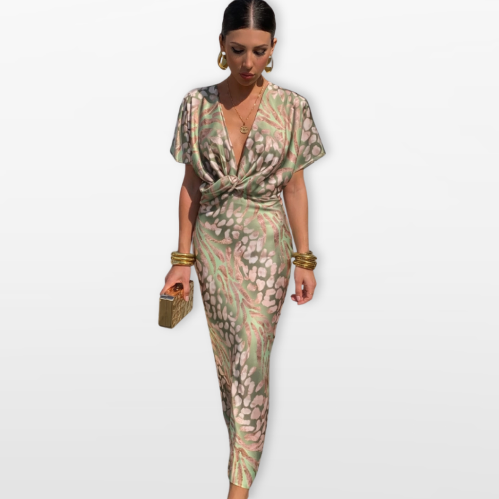 Women Twist Front Midi Evening Dress
