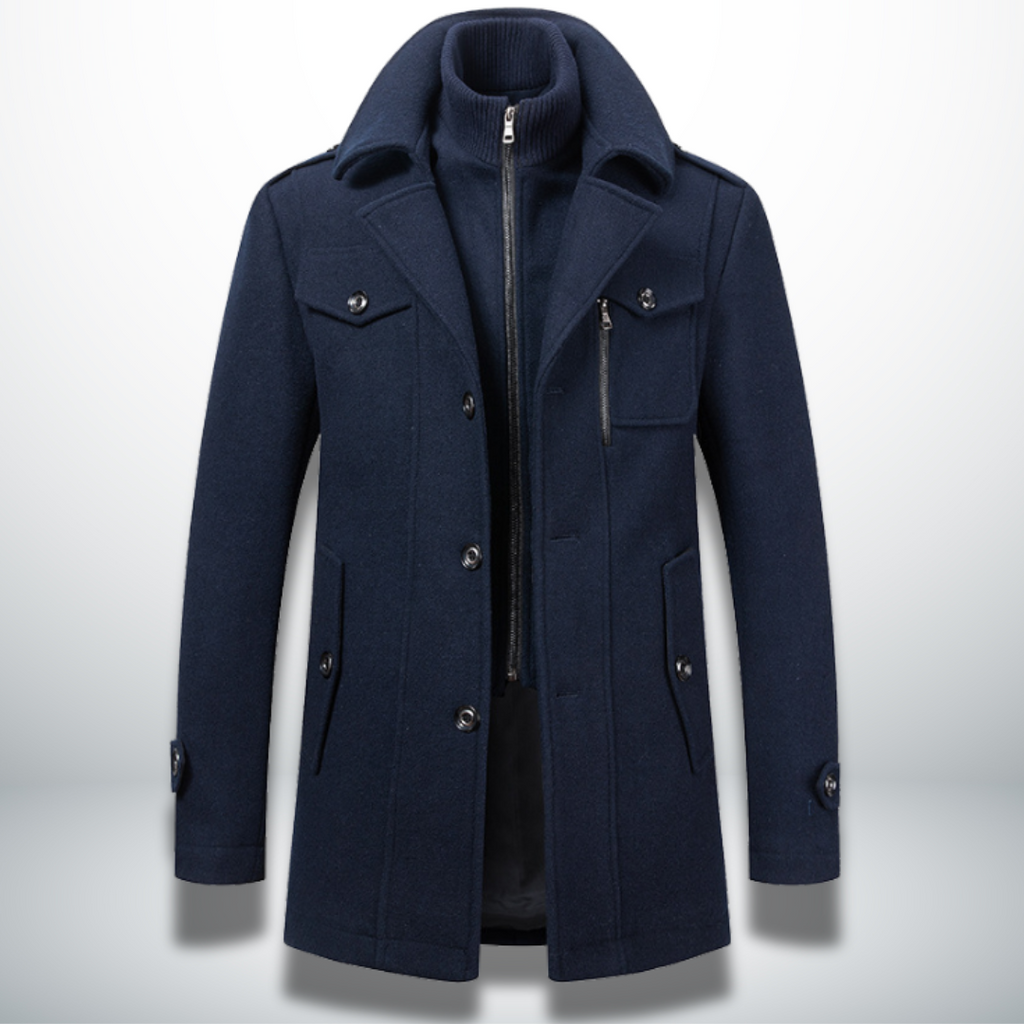 Men’s Layered Stand-Collar Coat