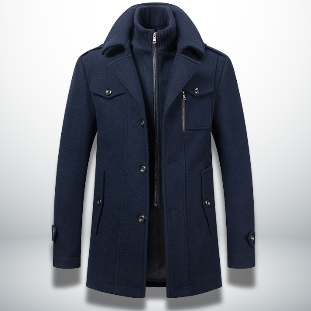 Men’s Layered Stand-Collar Coat