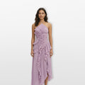 Women’s Pleated Ruffle Evening Dress Halter Maxi