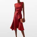 Women Elegant Midi Dress Sculpted Silhouette