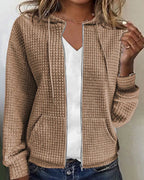 Women's Textured Zip-Up Hoodie with Front Pockets