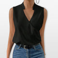 Women’s Sleeveless V Neck Blouse Wrap Front
