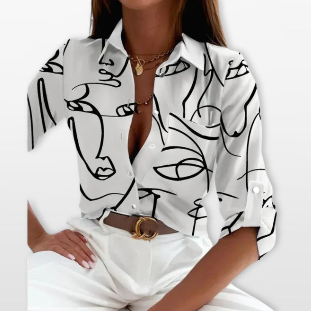 Women’s Printed Button Down Shirt Patterned Statement