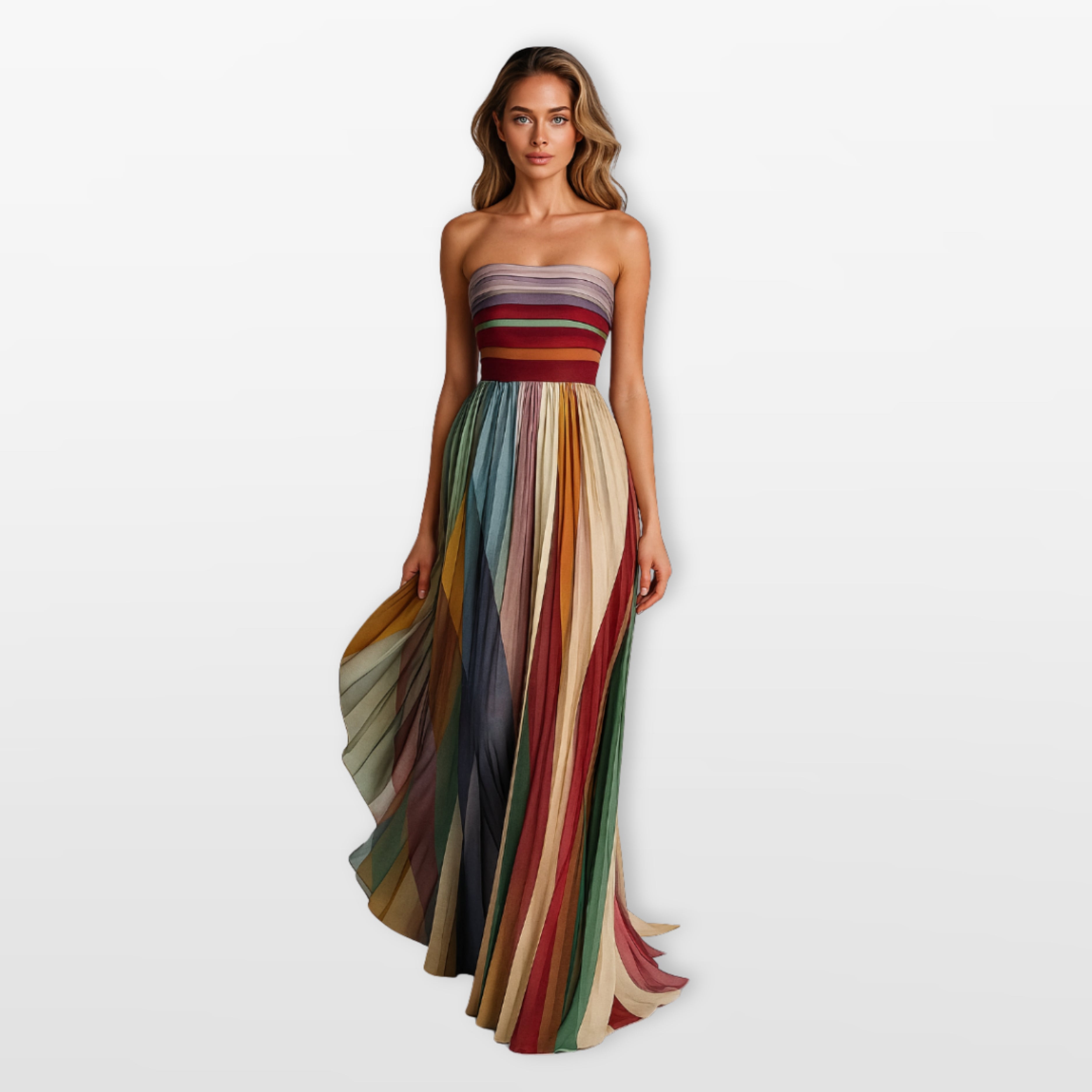 Women’s Strapless Maxi Dress Pleated