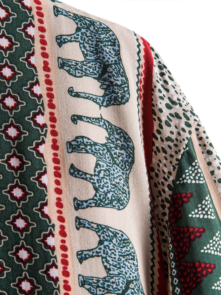Men’s Relaxed Elephant Print Resort Shirt