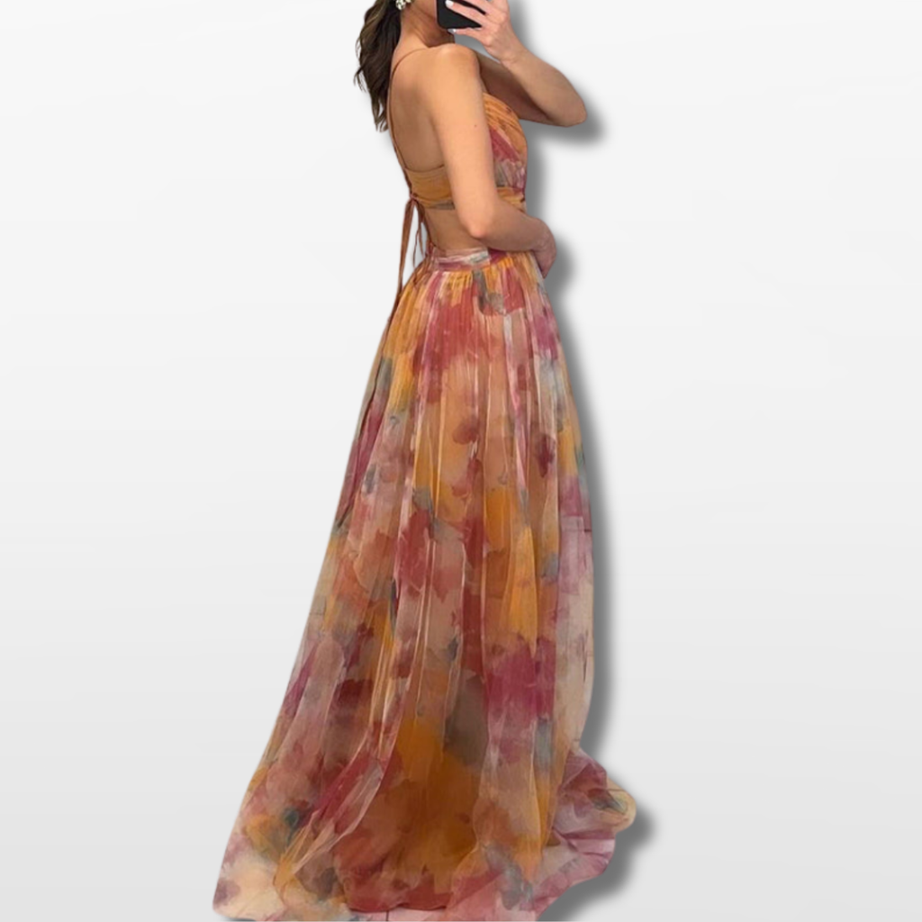 Women Pleated Maxi Dress Elegant Flow