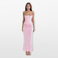 Women’s Strapless Midi Dress Corset Satin