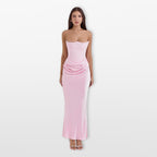 Women’s Strapless Midi Dress Corset Satin