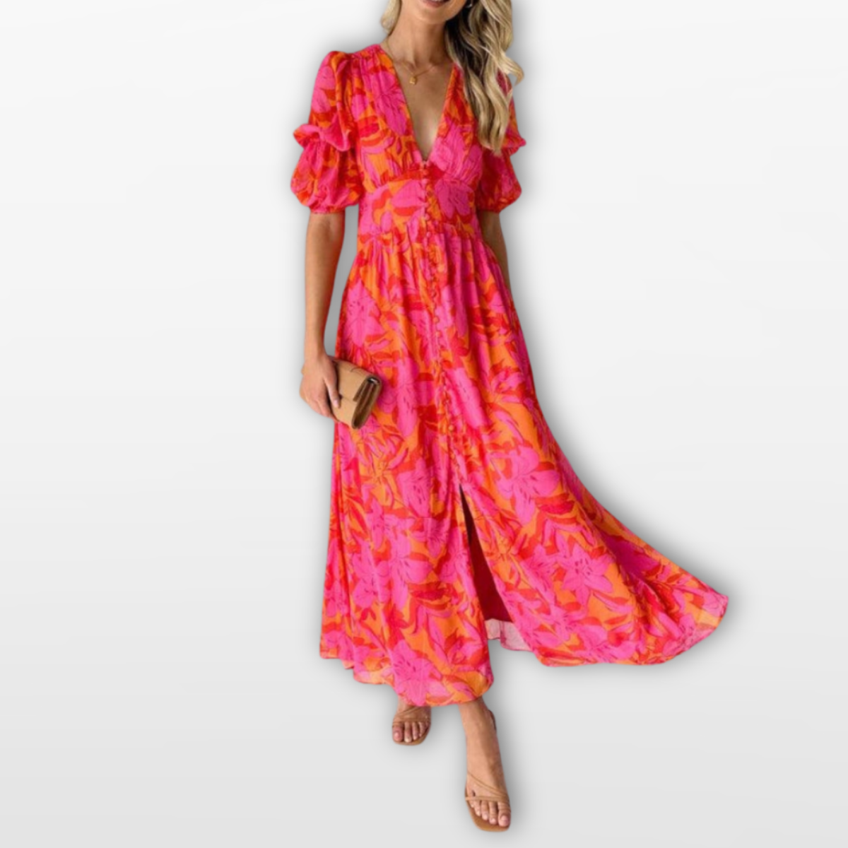 Women Floral Maxi Dress Elegant Silhouette