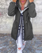 Women's Hooded Longline Jacket with Drawstring Waist