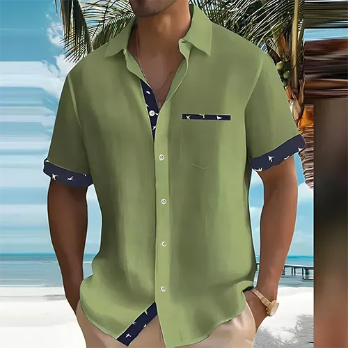 Men's Contrast Trim Resort Shirt