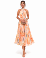 Women's Floral Halter Midi Dress