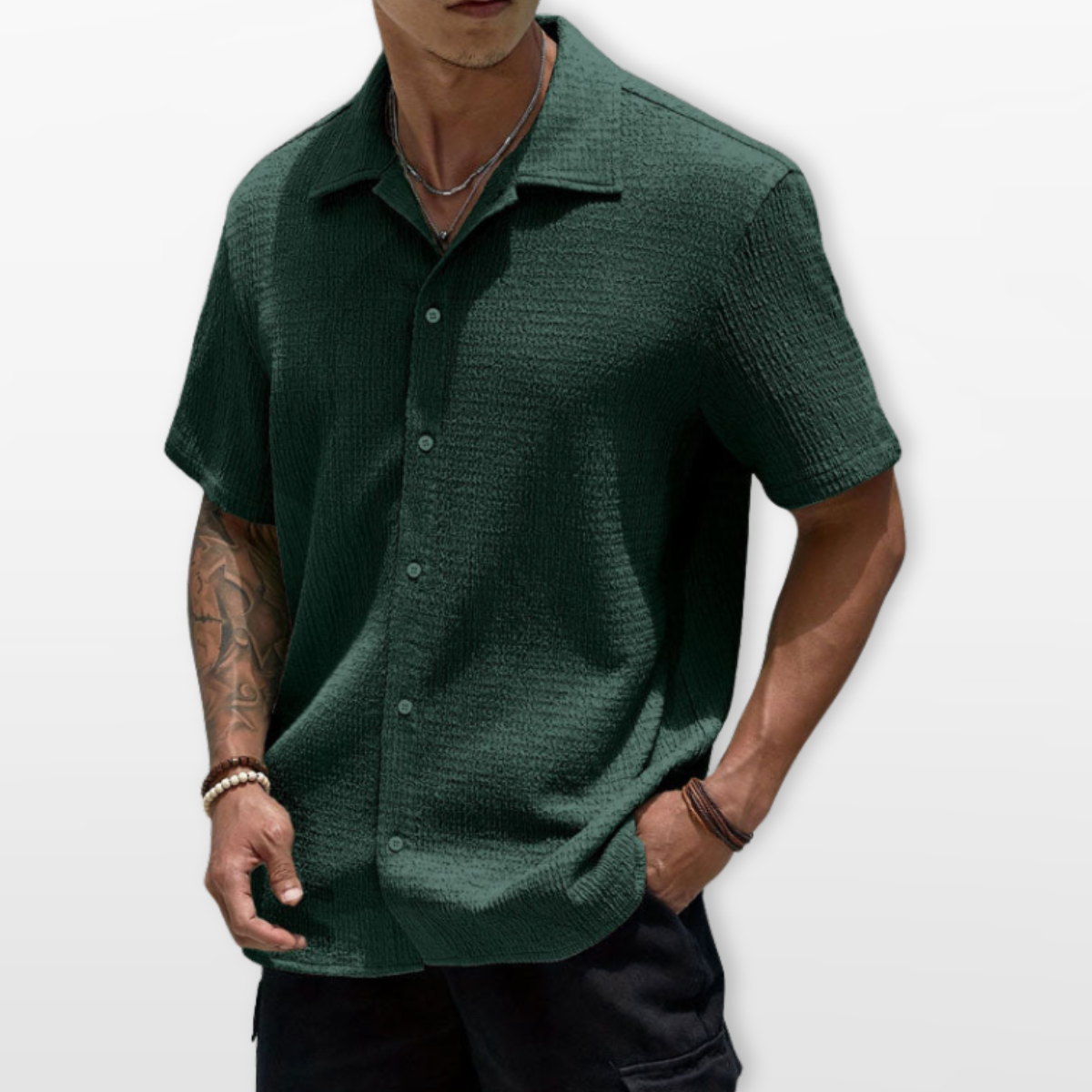 Men Textured Short Sleeve Casual Shirt