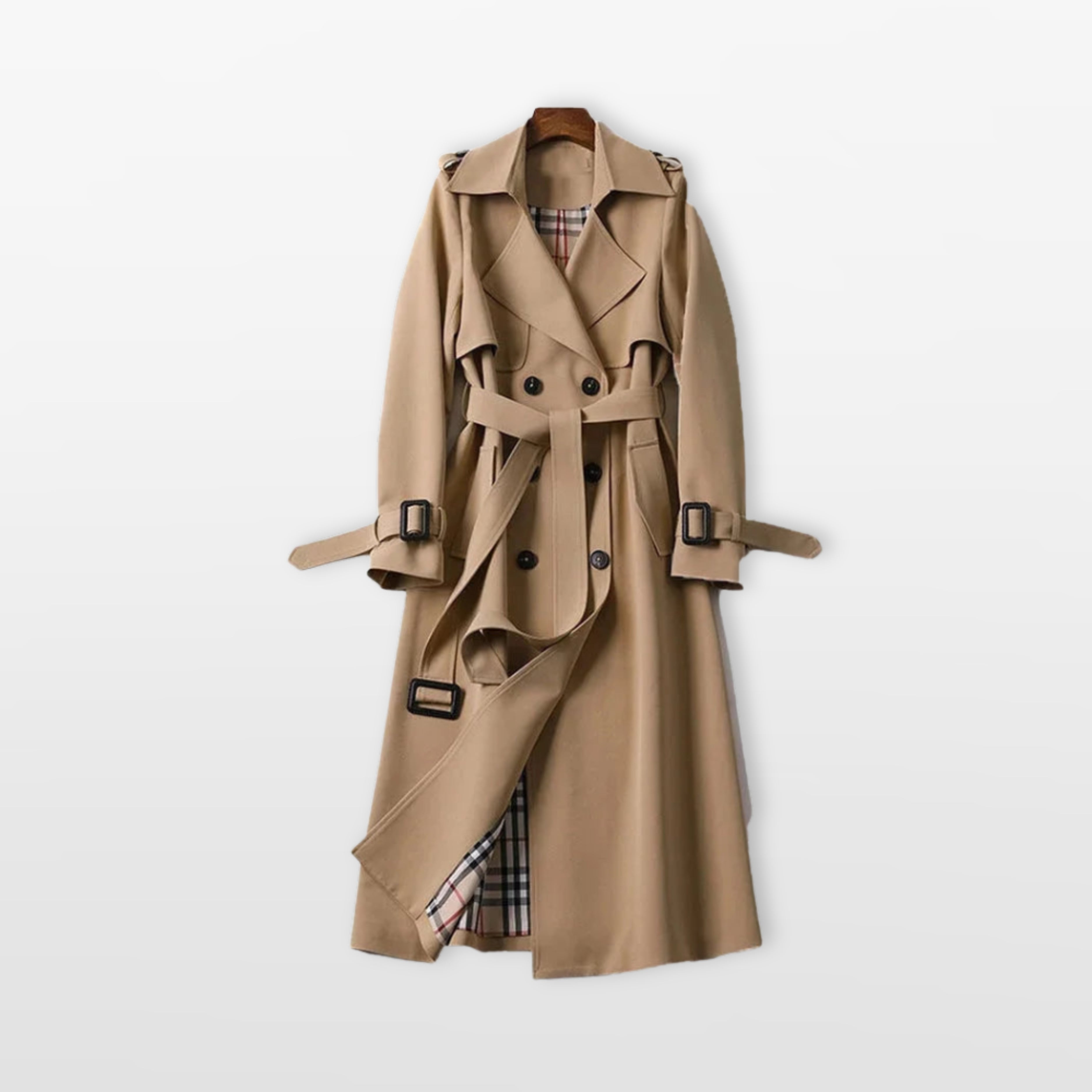 Women’s Long Trench Coat Tailored Belted