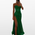 Women Corset Slit Evening Maxi Dress