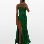 Women Corset Slit Evening Maxi Dress