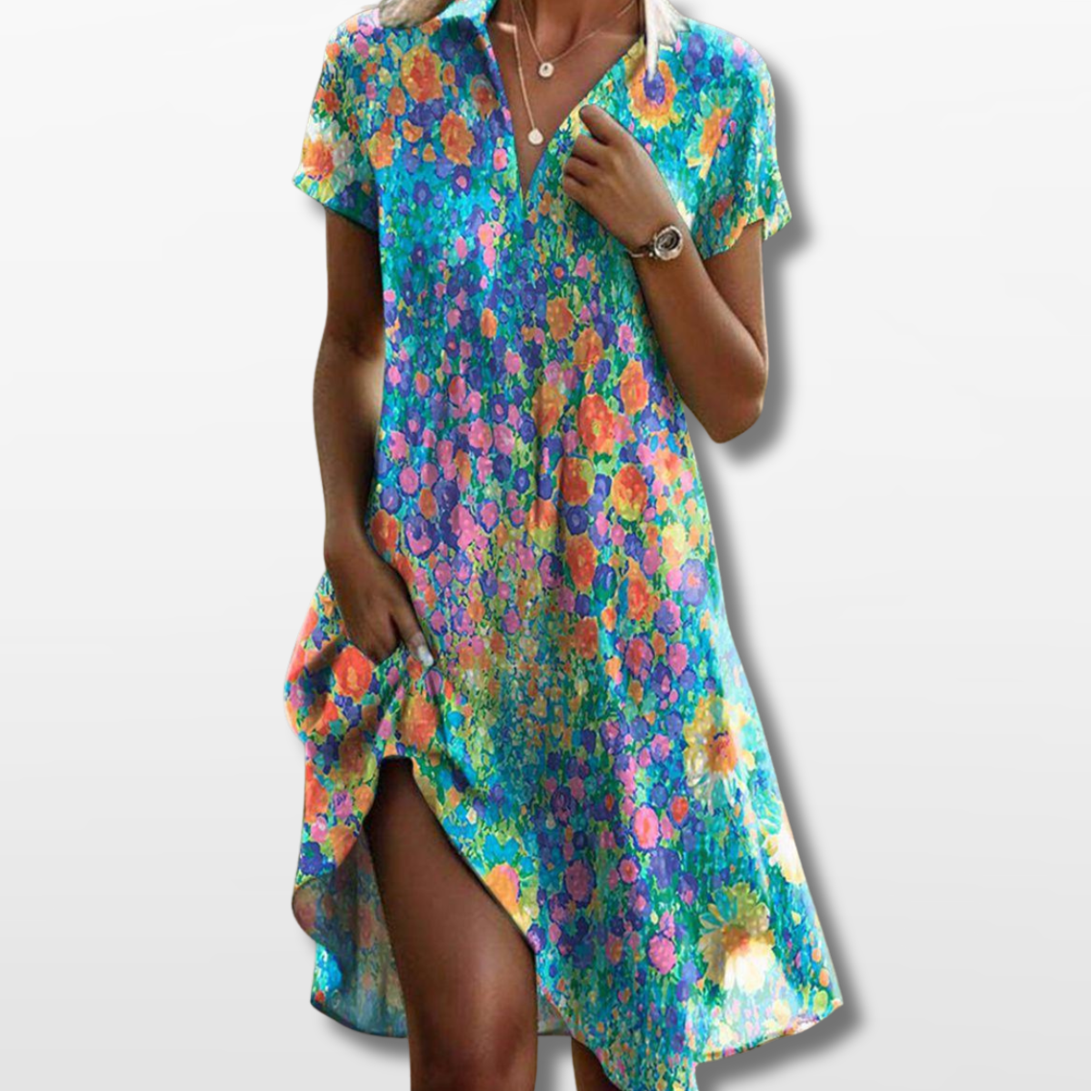 Women Printed Casual Midi Dress