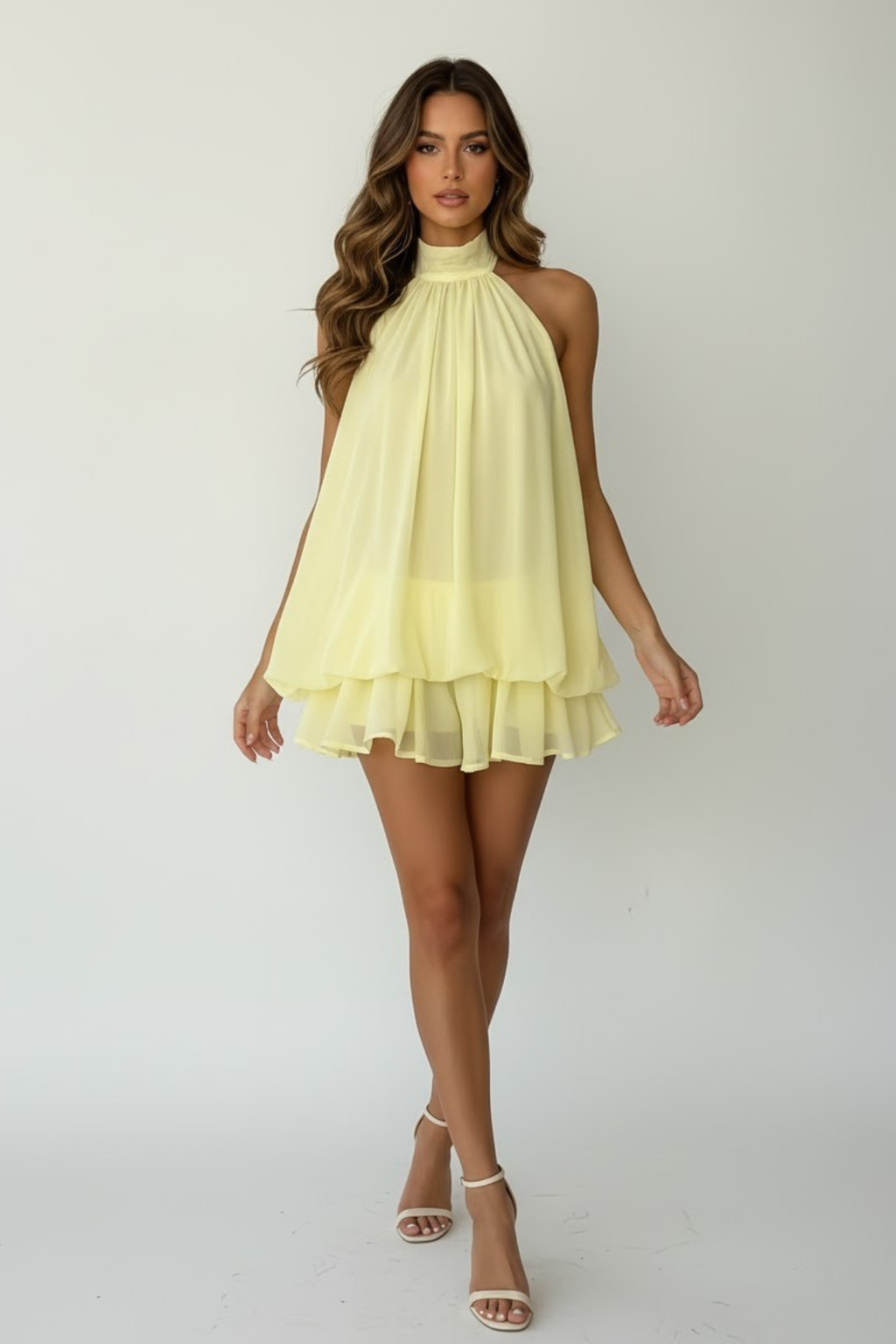 Women’s Flowy Halter Layered Mini Dress