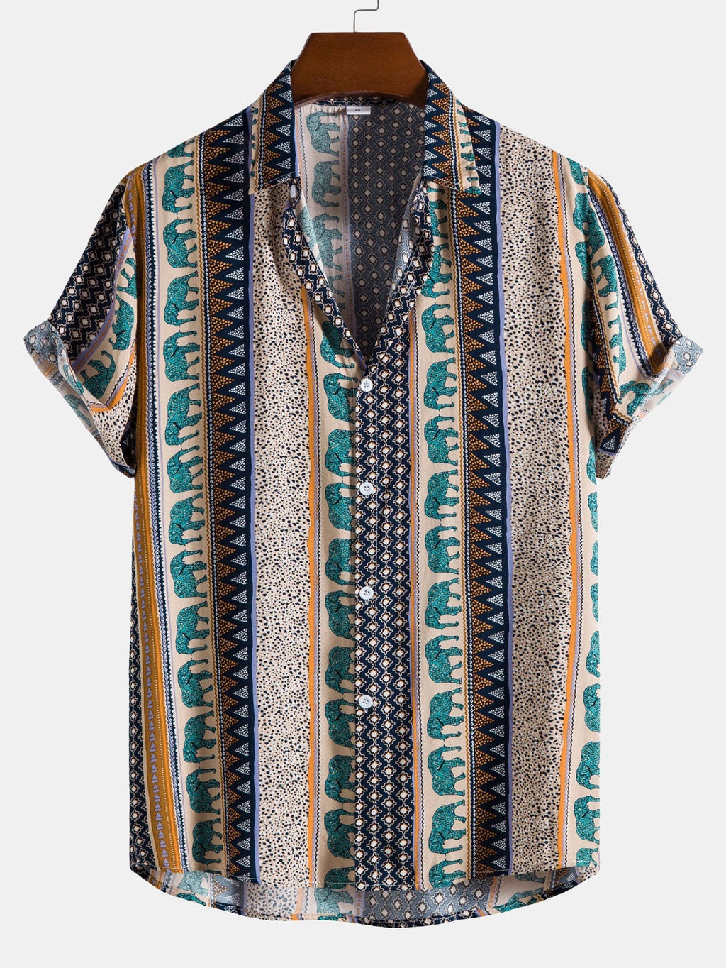 Men’s Relaxed Elephant Print Resort Shirt