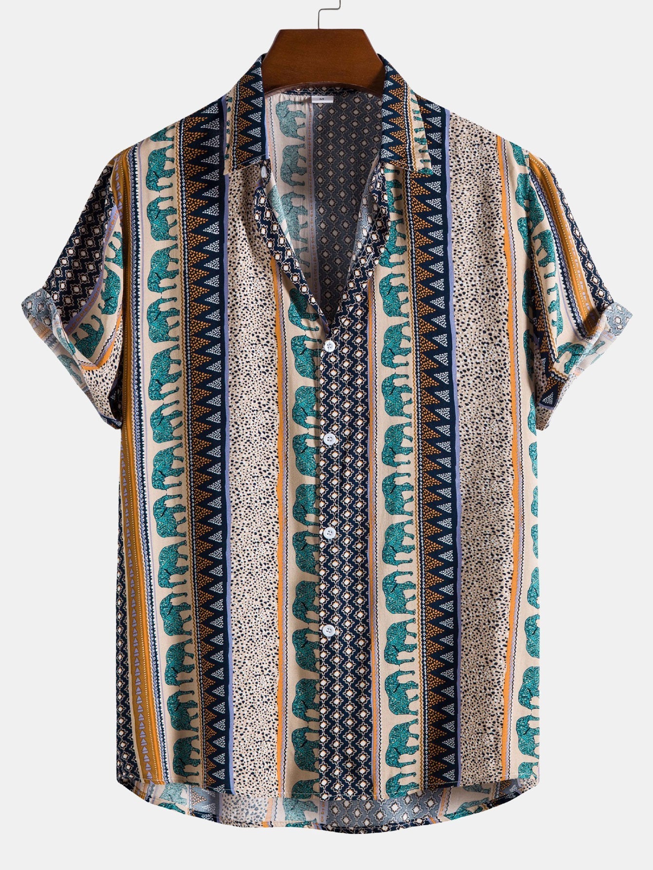Men’s Relaxed Elephant Print Resort Shirt