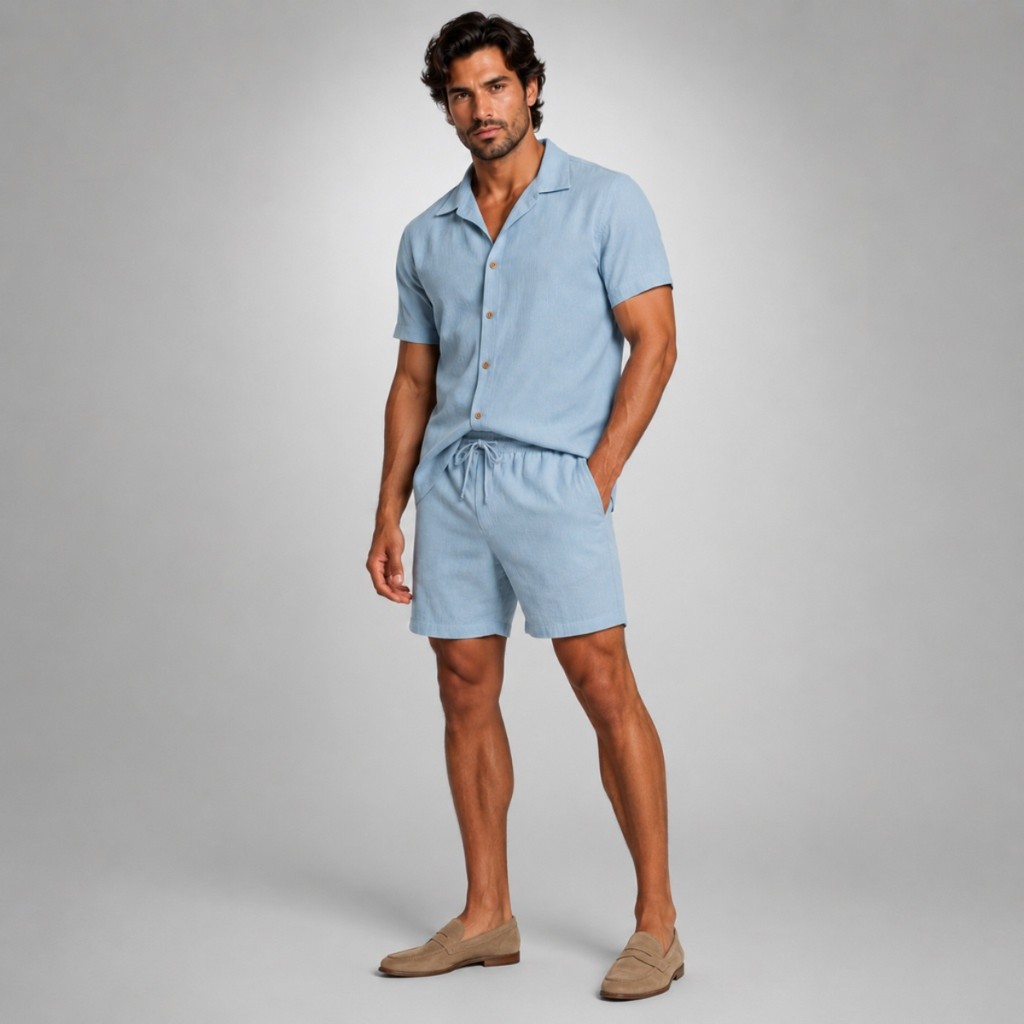 Men’s Short-Sleeve Shirt and Shorts Set