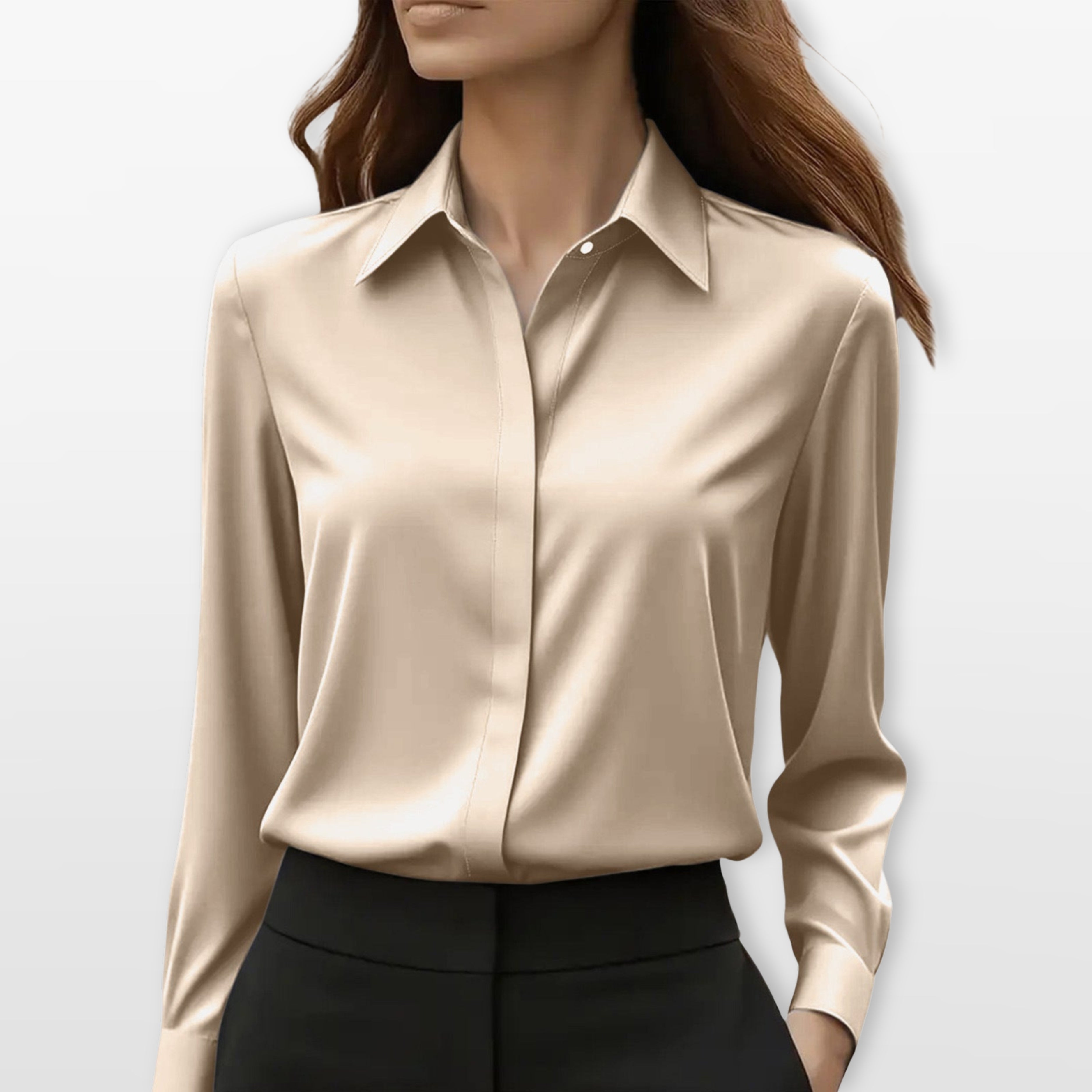 Women’s Satin Blouse Elegant Button Shirt