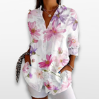 Women Floral Button Blouse Casual Chic Top