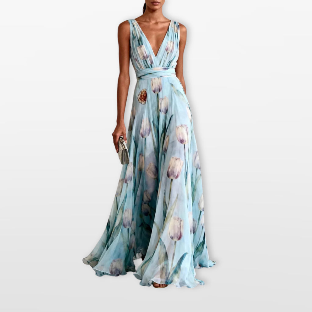 Women’s Floral Maxi Dress Sleeveless Evening