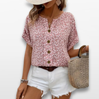 Women Floral Button Blouse Casual Summer Top