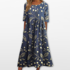 Women Floral Midi Dress Loose Fit
