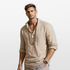 Men's Long Sleeve Textured Henley Shirt