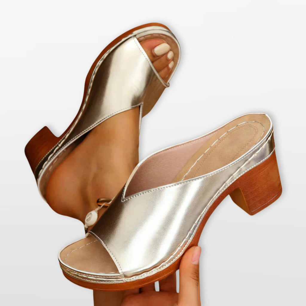 Women Block Heel Mule Sandals