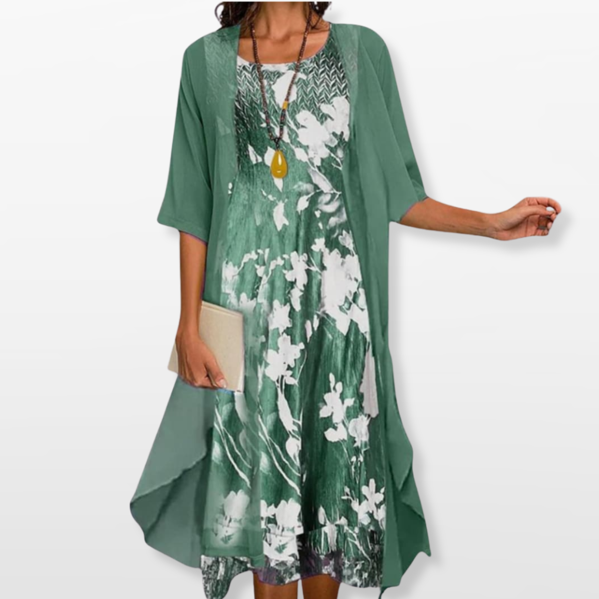 Women Layered Midi Dress Elegant Casual