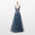 Women’s Lace Tulle Evening Dress Backless Slit