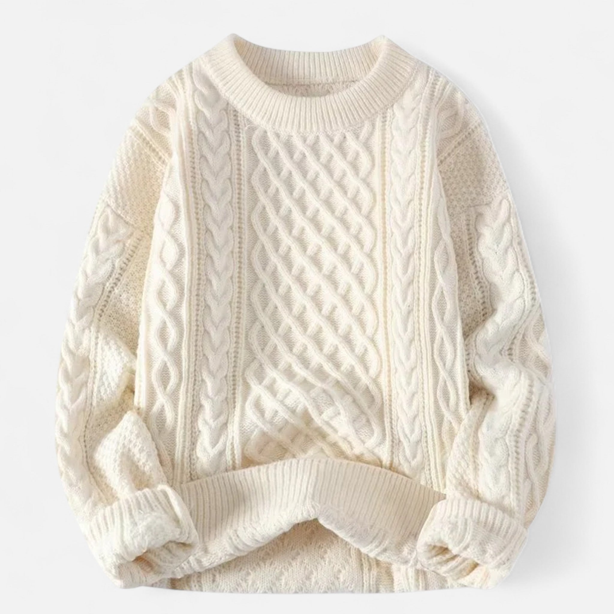 Men's Cable Knit Crew Neck Sweater