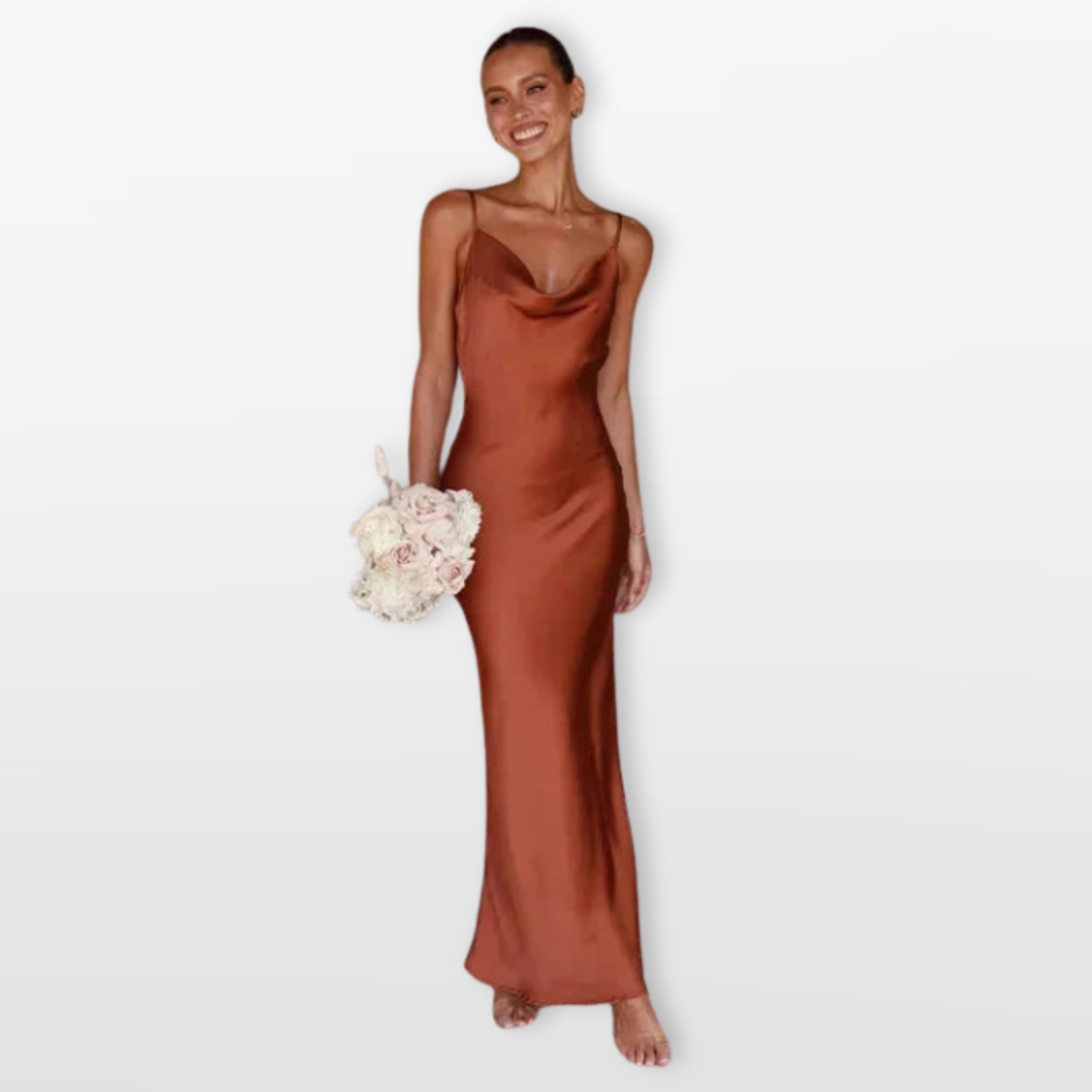 Women’s Satin Maxi Dress Cowl Neck