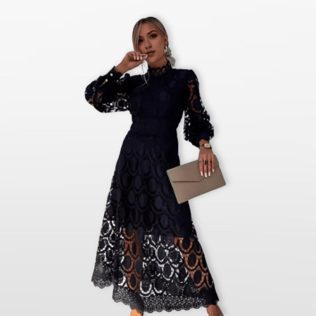 Women’s Lace Midi Dress Elegant Sleeve