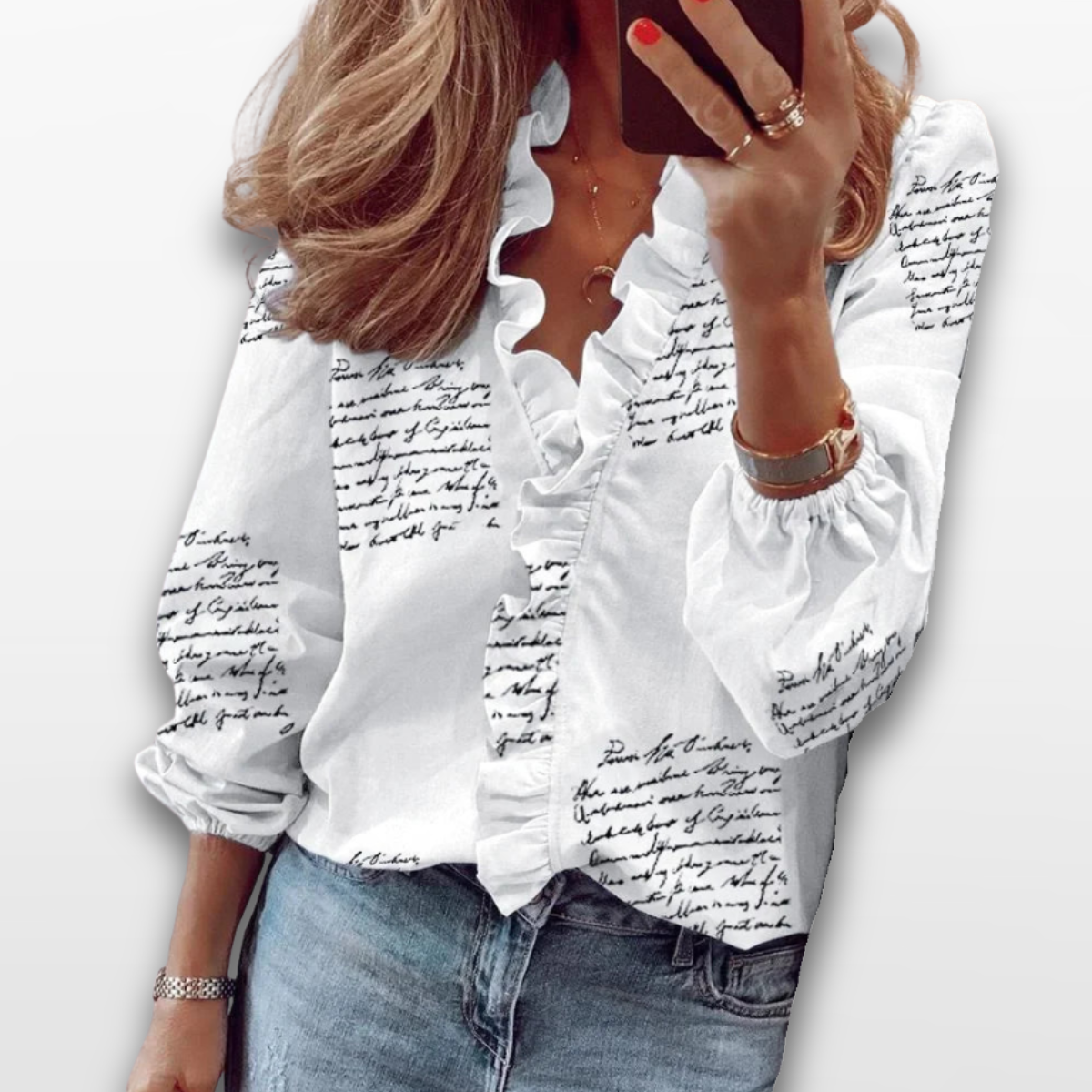 Women Ruffle V Neck Blouse Elegant Top