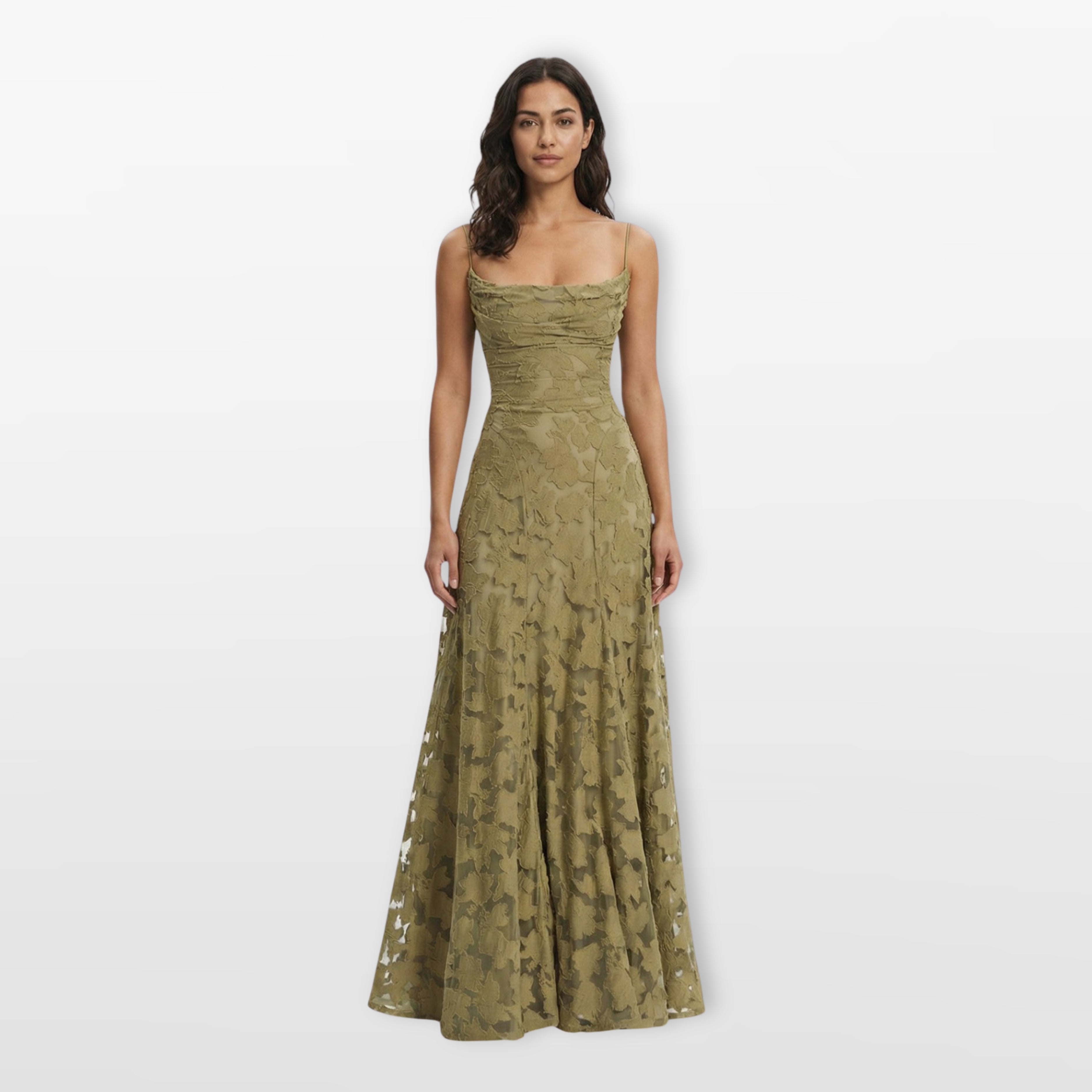 Women’s Lace Back Evening Dress A Line Maxi