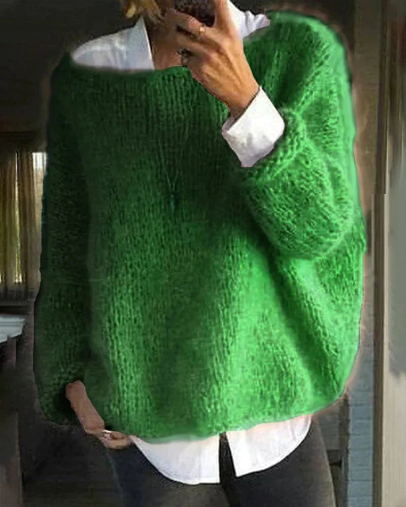 Women’s Oversized Wide-Neck Knit Sweater
