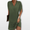 Women V Neck Mini Dress Relaxed Fit