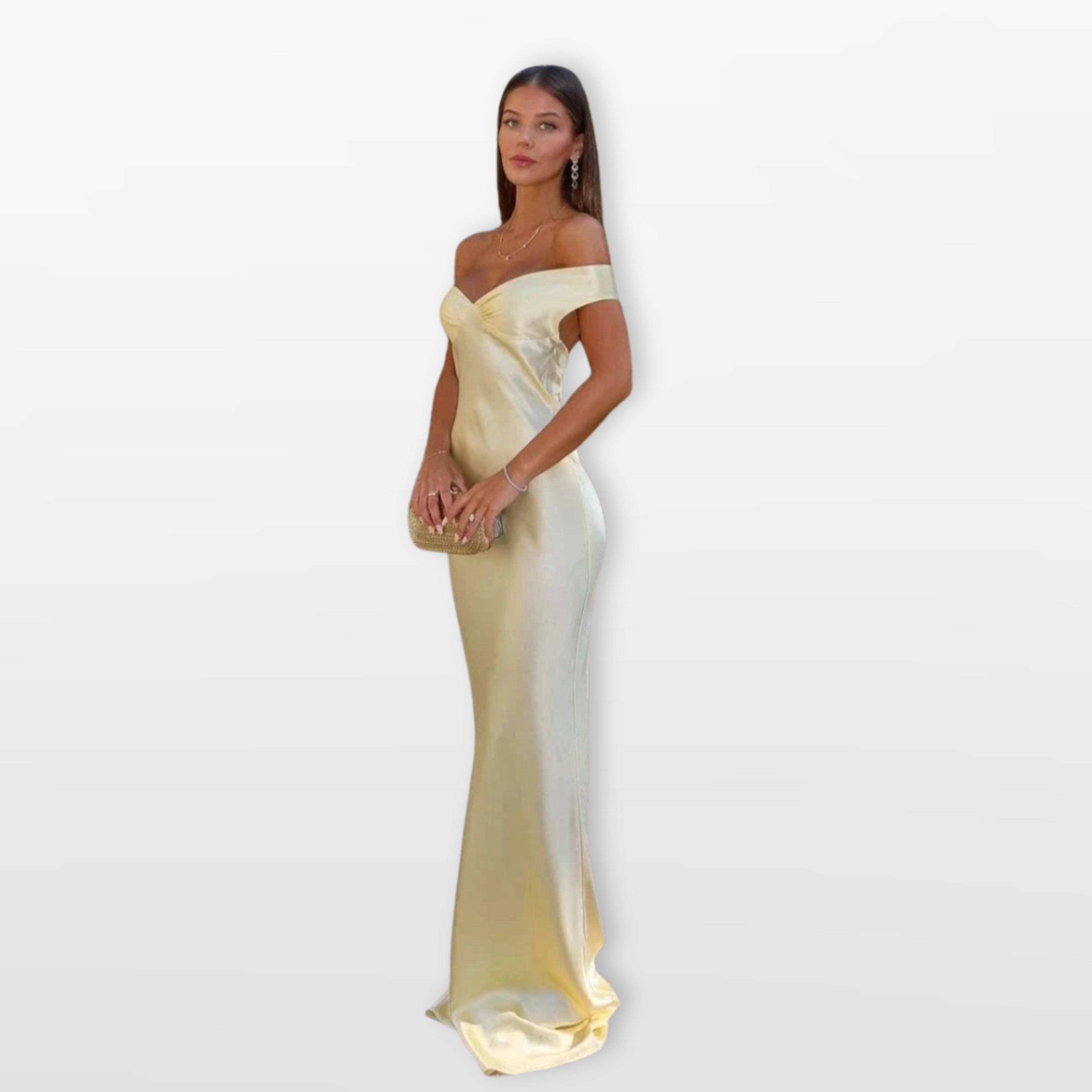 Women’s Satin Maxi Gown Off Shoulder Elegance