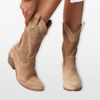 Women Perforated Western Ankle Boots