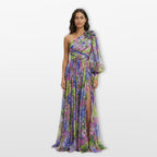 Women’s One Shoulder Floral Maxi Dress Slit